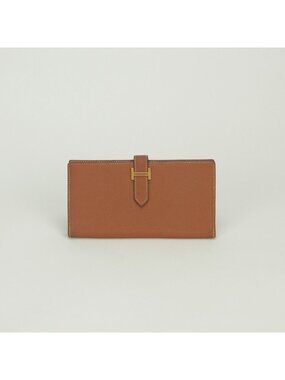 Hermes Bearn Soufflet Wallet Epsom Gold Brown Veau